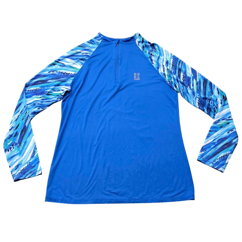 Reel Legends Blue & Abstract Print Rash Guard Swim Shirt Keep It Cool Top